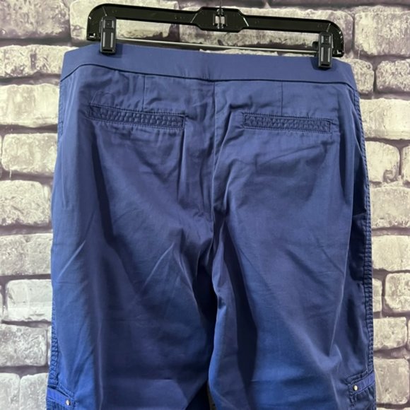 Chico's Blue Crop Pants With Tabs To Roll Cuffs Size M/10 - Picture 6 of 9